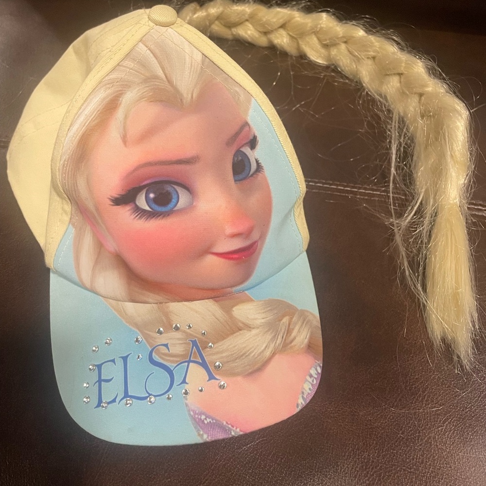 Disney Frozen Elsa Girls Baseball Hat with Long Blond Braid Girl’s OS Unique Fan